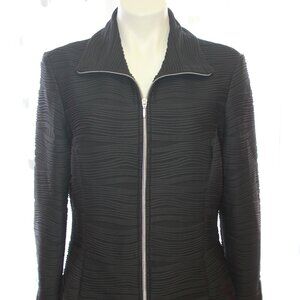 #521 Joseph Ribkoff Black Zip-Up Line-Patterned Dress Jacket Size 16